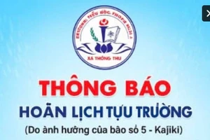 Thông báo hoãn lịch tựu trường của Trường Tiểu học Thông Thụ 1 (xã Thông Thụ, Nghệ An). Ảnh: NTCC