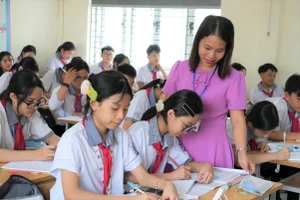 Giờ học của cô trò Trường THCS Nguyễn Trãi (xã Tân Kỳ, Nghệ An). Ảnh: Hồ Lài