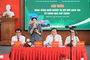 Sở GD&ĐT Nghệ An phối hợp với Học viện Nông nghiệp Việt Nam tổ chức hội thảo “Hành trình khởi nghiệp và đổi mới sáng tạo từ trung học phổ thông”. Ảnh: Hồ Lài
