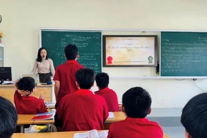 Tiết học tiếng Anh tăng cường tại Trường THCS Hưng Dũng (TP Vinh, Nghệ An). Ảnh: NTCC