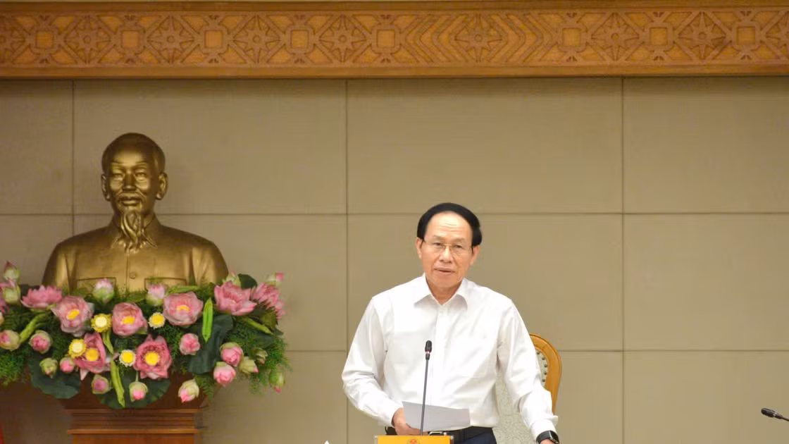 Phó Thủ tướng Lê Tiến Châu phát biểu tại buổi làm việc.