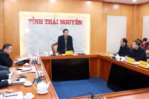 Chủ tịch UBND tỉnh Thái Nguyên Nguyễn Huy Dũng phát biểu chỉ đạo tại cuộc họp.