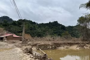 Thôn Kim Vân, xã Văn Lang ngập lụt do ảnh hưởng của bão số 11.