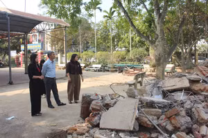 Cơ sở vật chất Trường THCS Túc Duyên đang được cải tạo sửa chữa.