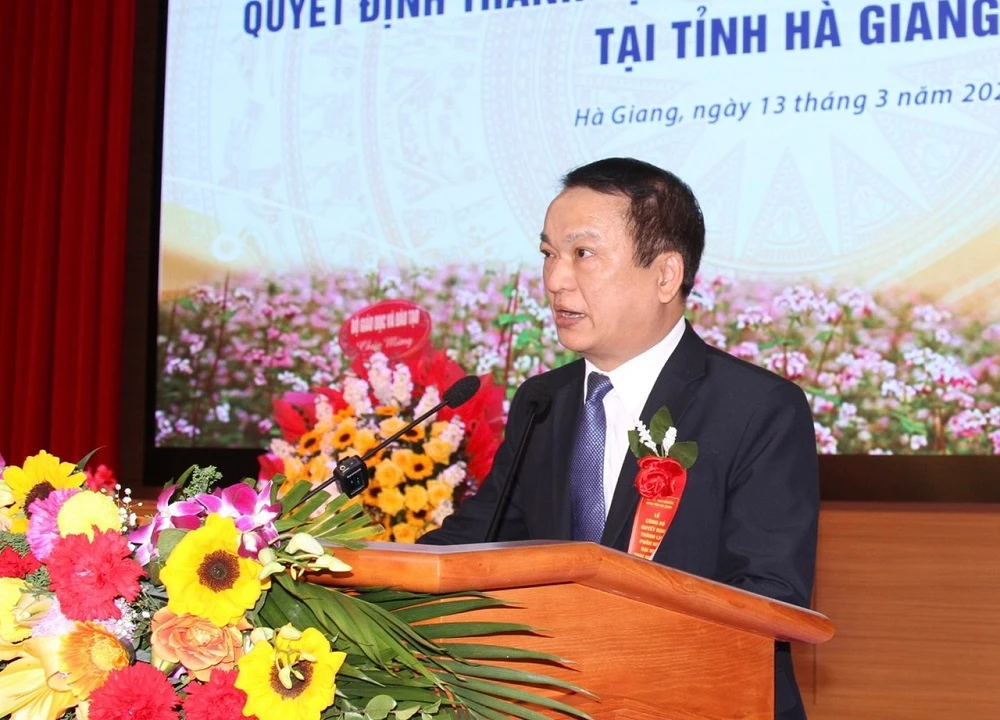 GS.TS Phạm Hồng Quang, Chủ tịch Hội đồng Đại học Thái Nguyên phát biểu tại buổi lễ.