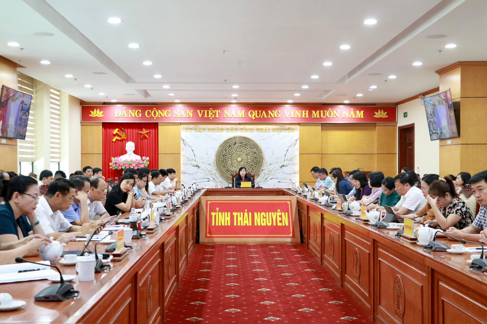 Các đại biểu tham dự Hội nghị tại điểm cầu Thái Nguyên.