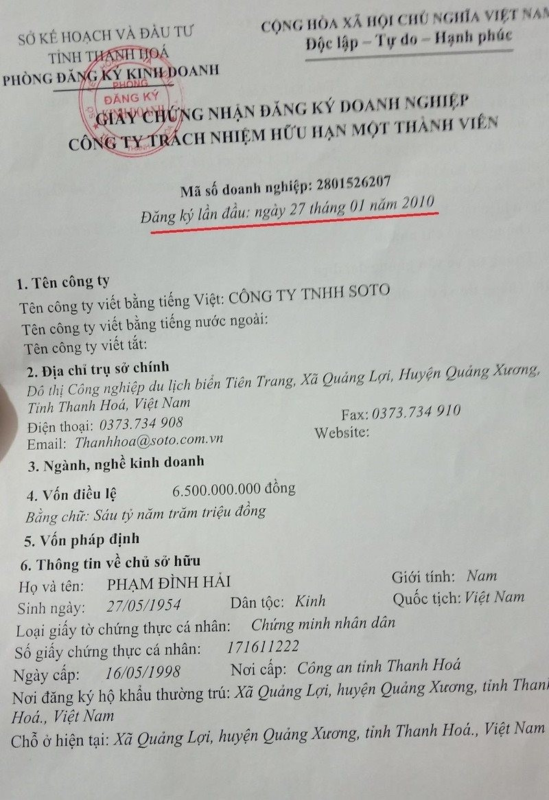 Giấy chứng nhận đăng ký doanh nghiệp lần đầu vào ngày 27/1/2010 A1.jpg