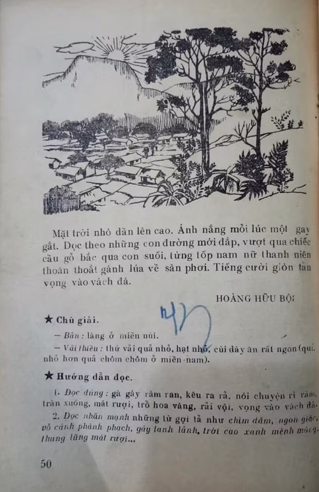 Một trang bút kí "Buổi sáng mùa hè trong thung lũng" của nhà giáo Hoàng Hữu Bội trong sách Tiếng Việt dành cho học sinh miền núi phía Bắc