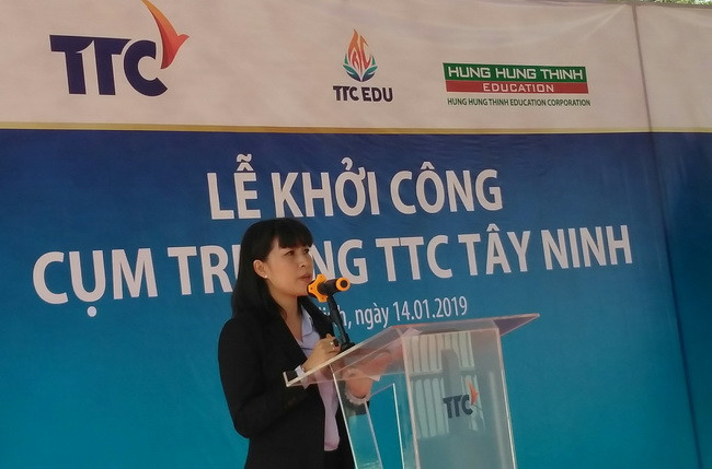 Tổng giám đốc TTC Edu -Dương Thục Linh phát biểu tại buổi lễ.