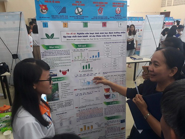 Thông tin dự án nghiên cứu của SV được thể hiện trên poster giúp hội đồng chuyên môn đánh giá một cách trực quan hơn.