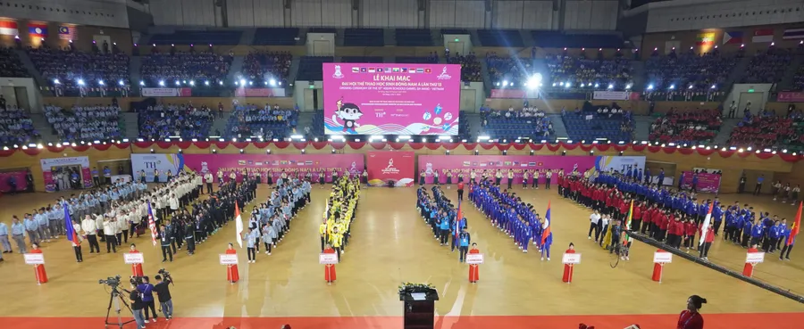 Đoàn thể thao học sinh 10 nước Đông Nam Á tham dự Đại hội. 