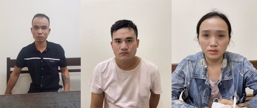 Các đối tượng: Bảo, Nhân, My (từ trái qua phải). Ảnh: Công an. 