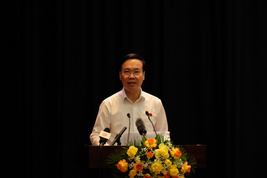 Chủ tịch nước Võ Văn Thưởng phát biểu tại buổi tiếp xúc cử tri Đà Nẵng. Ảnh: Hoàng Vinh. Chủ tịch nước Võ Văn Thưởng phát biểu tại buổi tiếp xúc cử tri Đà Nẵng. Ảnh: Hoàng Vinh.