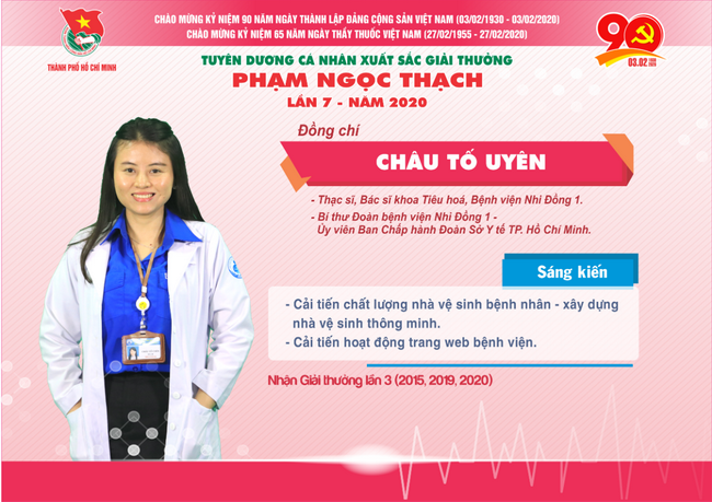 ThS.BS Châu Tố Uyên vinh dự 3 lần nhận được giải thưởng Phạm Ngọc Thạch ThS.BS Châu Tố Uyên vinh dự 3 lần nhận được giải thưởng Phạm Ngọc Thạch