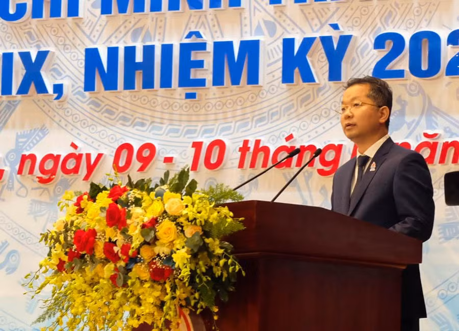 Ông Nguyễn Văn Quảng - Bí thư Thành ủy Đà Nẵng phát biểu tại Đại hội.