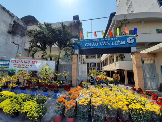 Điểm bán hoa Tết trước cổng Trường THCS Châu Văn Liêm- Quận Phú Nhuận- TP.HCM với đủ các loại hoa Điểm bán hoa Tết trước cổng Trường THCS Châu Văn Liêm- Quận Phú Nhuận- TP.HCM với đủ các loại hoa