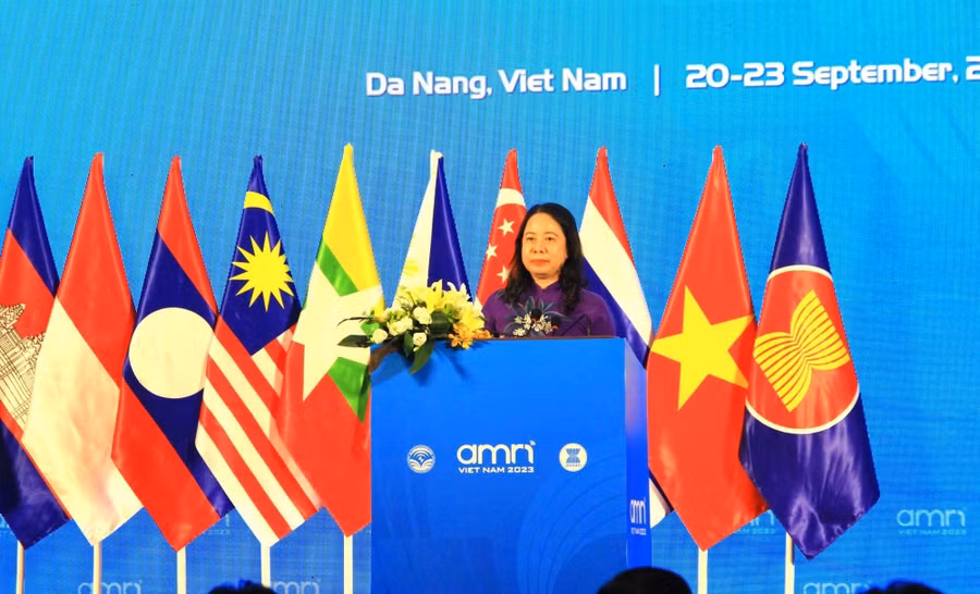 Phó Chủ tịch nước Võ Thị Ánh Xuân phát biểu tại lễ khai mạc Hội nghị. Ảnh: BTC.