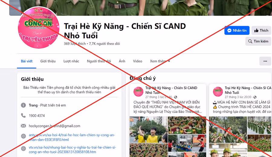 Công an TP Đà Nẵng phát thông báo cảnh giác với các hoạt động trại hè kỹ năng, học kỳ CAND giả mạo. 