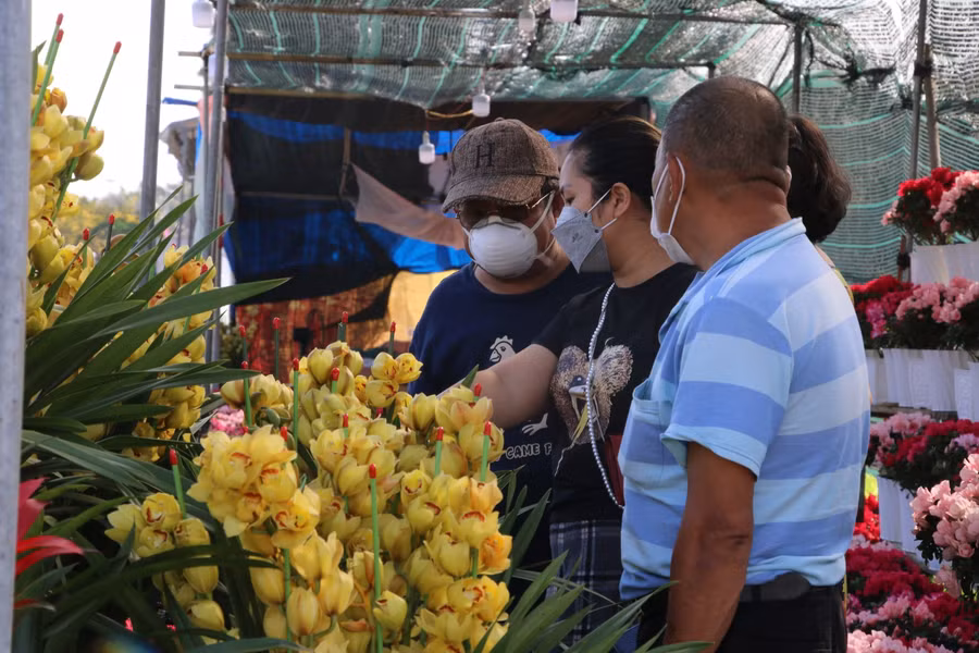 Thỉnh thoảng mới có vài người đến mua hoa.