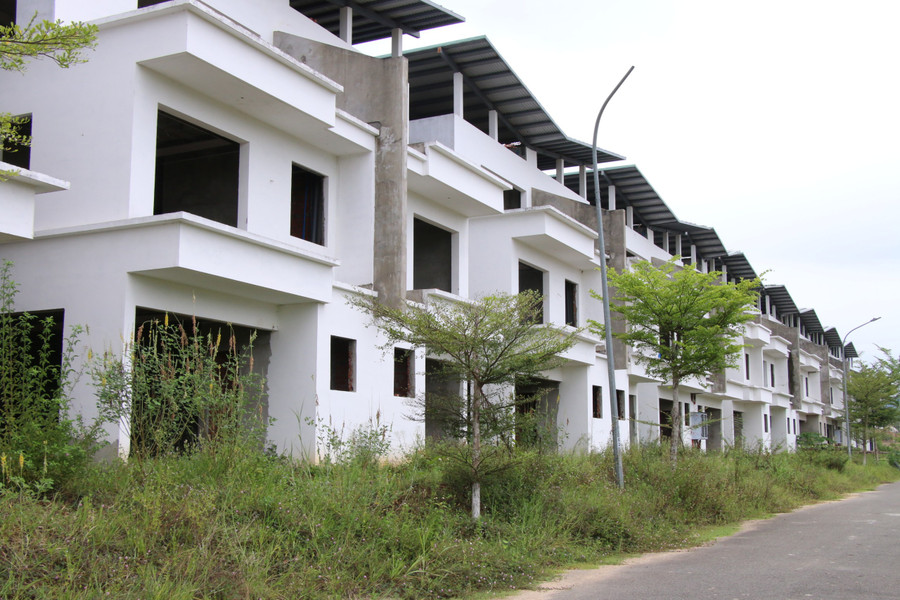 Cỏ dại mọc đầy Khu chuyên gia và công viên sinh thái dịch vụ. Ảnh: Hoàng Vinh.