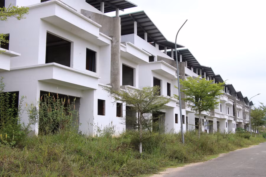 Cỏ dại mọc đầy Khu chuyên gia và công viên sinh thái dịch vụ. Ảnh: Hoàng Vinh.