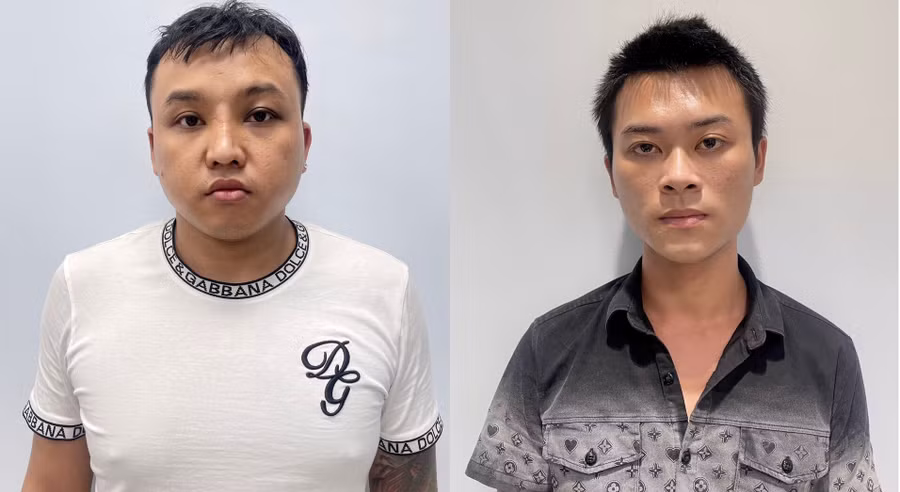 Nguyễn Phúc Hậu (trái) và Phạm Văn Hoàng. Ảnh: Công an Đà Nẵng.