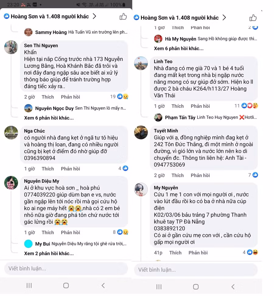 Người dân Đà Nẵng lên mạng xã hội cầu cứu.
