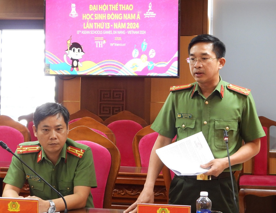 Thượng tá Nguyễn Đại Đồng - Phó Giám đốc Công an TP Đà Nẵng thông tin tại buổi làm việc.