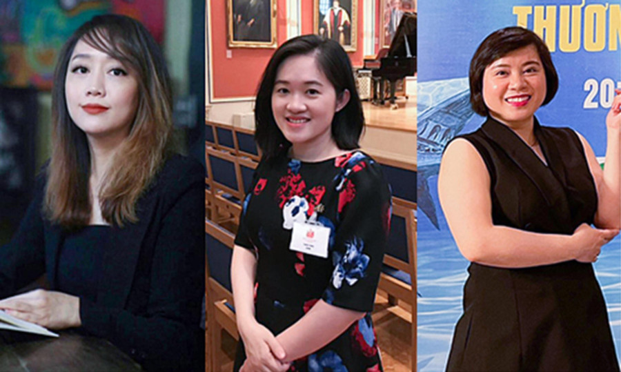 Ba nữ Quán quân Giải thưởng Study UK Alumni Awards năm 2022 đã có những đóng góp rất tích cực cho cộng đồng (từ bên trái sang: Nguyễn Khánh Diệu Hồng, Trang Trịnh, Đinh Thúy Phương).
