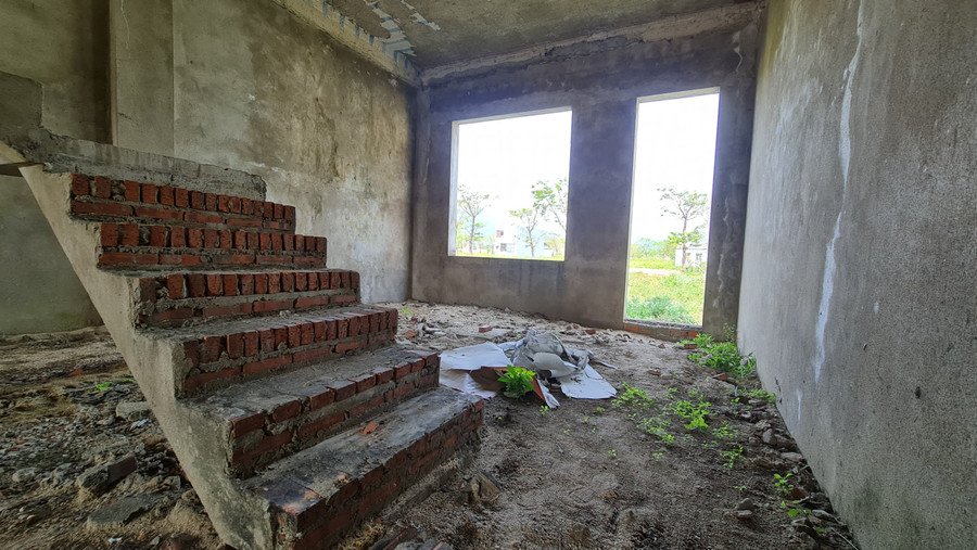 Cỏ dại mọc bên trong Shophouse bỏ hoang. Ảnh: Hoàng Vinh.