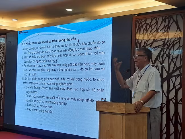 Kỹ sư Nguyễn Thế Hà, Giám đốc đầu tư công ty Bùi Văn Ngọ chia sẻ tại hội thảo.