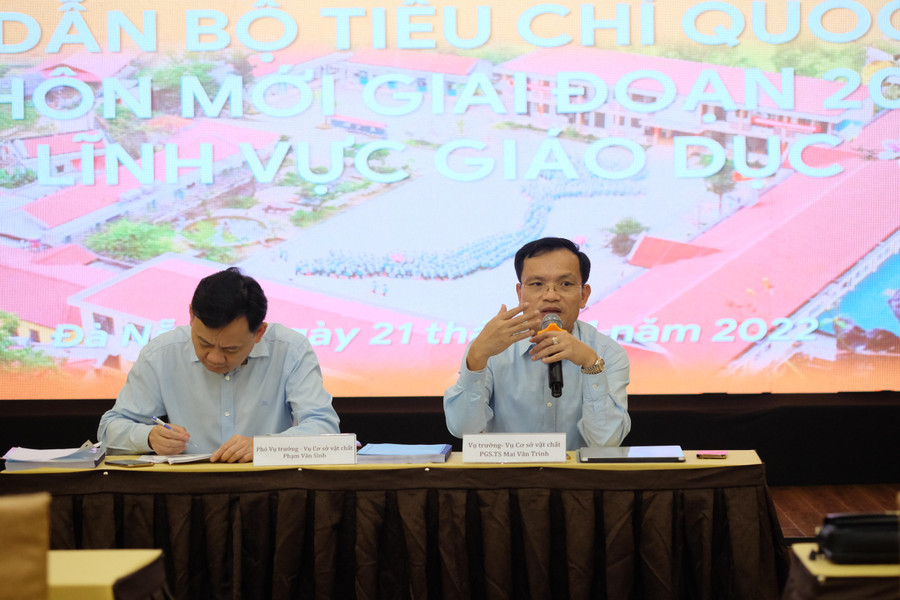 PGS.TS Mai Văn Trinh – Vụ trưởng Vụ Cơ sở vật chất (Bộ GD&ĐT) giải đáp các thắc mắc tại Hội thảo. PGS.TS Mai Văn Trinh – Vụ trưởng Vụ Cơ sở vật chất (Bộ GD&ĐT) giải đáp các thắc mắc tại Hội thảo.