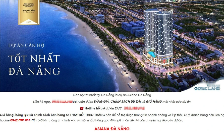 Rao bán căn hộ chung cư tại dự án Khu căn hộ Asiana. Ảnh chụp màn. 