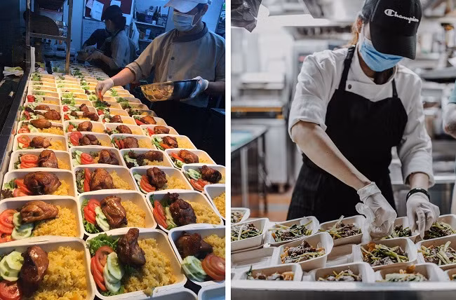 Mỗi ngày có 140 suất cơm được chuyển đến cho nhân viên y tế và các tình nguyện viên tham gia hỗ trợ phòng chống dịch (Ảnh:NTCC)