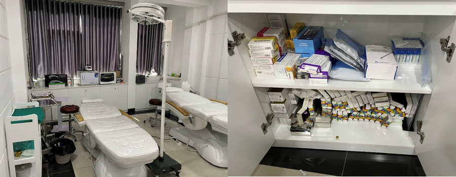 Dụng cụ, trang thiết bị y tế tại tầng 3 của Nanozelle ở thời điểm kiểm tra. Ảnh: (SYT)