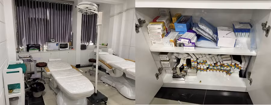 Dụng cụ, trang thiết bị y tế tại tầng 3 của Nanozelle ở thời điểm kiểm tra. Ảnh: (SYT)