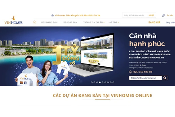 Vinhomes ra mắt sàn giao dịch bất động sản trực tuyến