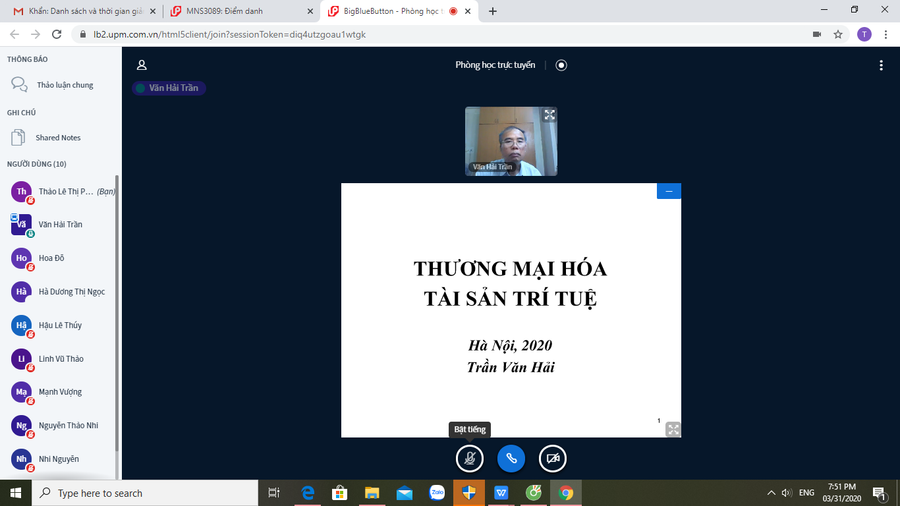Giảng đường online của PGS Trần Văn Hải Giảng đường online của PGS Trần Văn Hải
