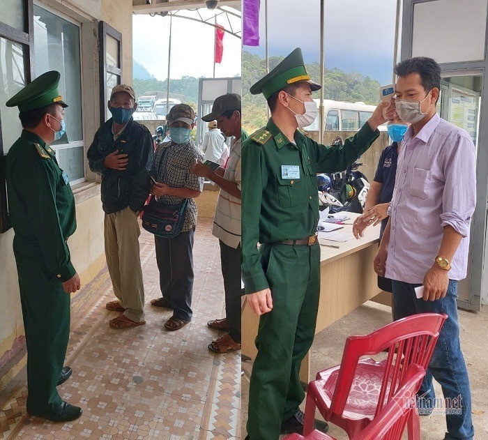 Kiểm tra thân nhiệt người nhập cảnh ở Cửa khẩu La Lay (Quảng Trị). ‘Đừng nghĩ tới việc nhập cảnh trái phép, trốn cách ly khi về ăn Tết