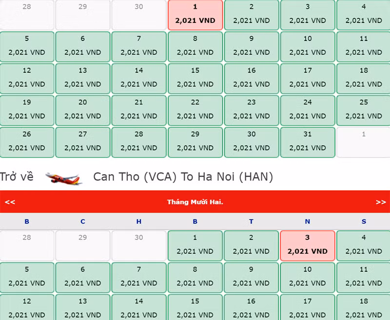 Giá vé máy bay lại 