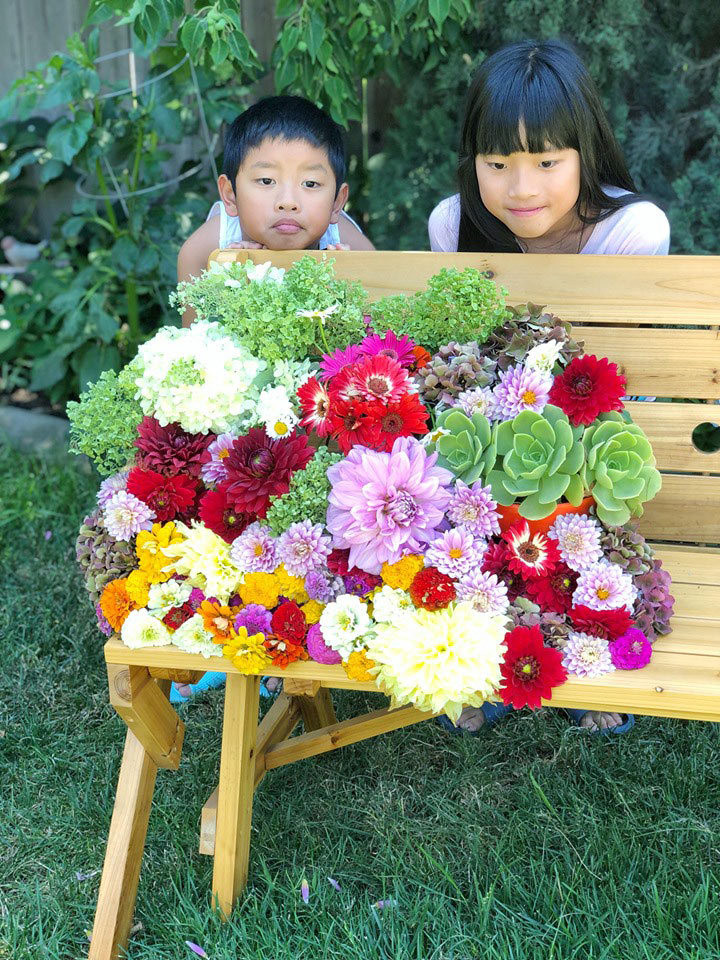 Khu vườn cũng là nơi vui chơi của bọn trẻ.