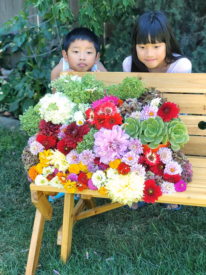 Khu vườn cũng là nơi vui chơi của bọn trẻ.