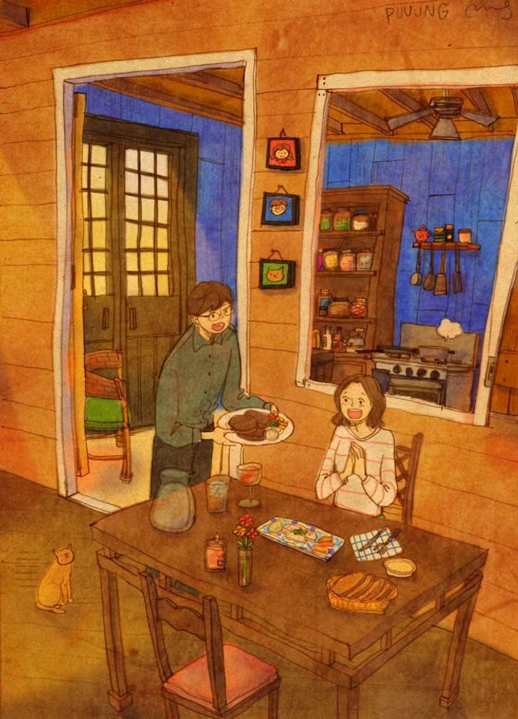 Trổ tài nấu bếp, thưởng thức món ăn mang hương vị tình yêu.