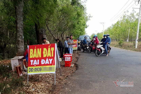 Thị trường bất động sản liên tục xuất hiện những cơn sốt đất “chết yểu” tại nhiều địa phương chỉ kéo dài trong khoảng 7-10 ngày rồi nhanh chóng "xì hơi" (Ảnh: Giới đầu tư đi ồ ạt đổ về huyện Hớn Quản săn đất vào trung tuần tháng 2 vừa qua tạo ra cơn sốt cục bộ kéo dài khoảng 10 ngày) Giá đất sôi sục khắp nơi, loạt địa phương mạnh tay ‘cắt cơn’ sốt ảo