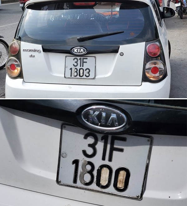 Cùng một chiếc xe nhưng biển số được thay đổi theo...ngày. (Ảnh: Phạm Công) Che biển số ô tô, lộ rõ sự xấu xí của nhiều tài xế Việt