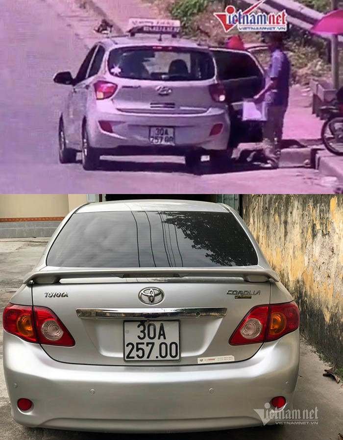 Chiếc taxi hiệu Hyundai i10 mang biển số đã bị chỉnh sửa và chiếc Toyota "xịn" BKS 30A-257.00 Che biển số ô tô, lộ rõ sự xấu xí của nhiều tài xế Việt