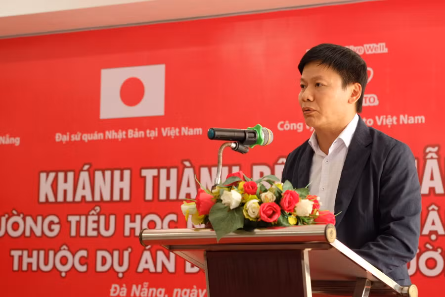 Ông Nguyễn Thanh Đề - Vụ trưởng Vụ Giáo dục thể chất Bộ GD&amp;ĐT phát biểu tại Lễ khánh thành. Ảnh: Hoàng Vinh.