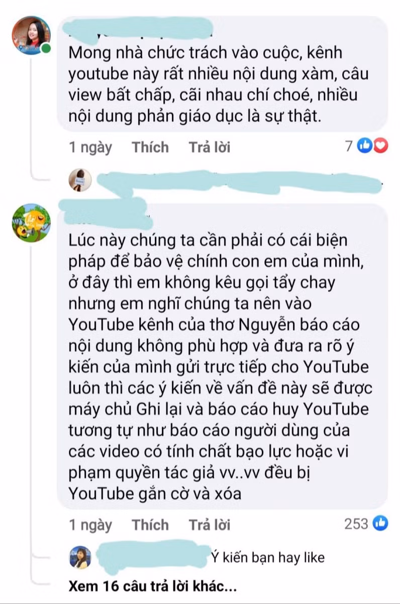 Nhiều chia sẻ chỉ trích của cộng đồng mạng về clip Thơ Nguyễn trên fanpage BV Nhi Đồng TP.HCM (Ảnh: chụp màn hình).