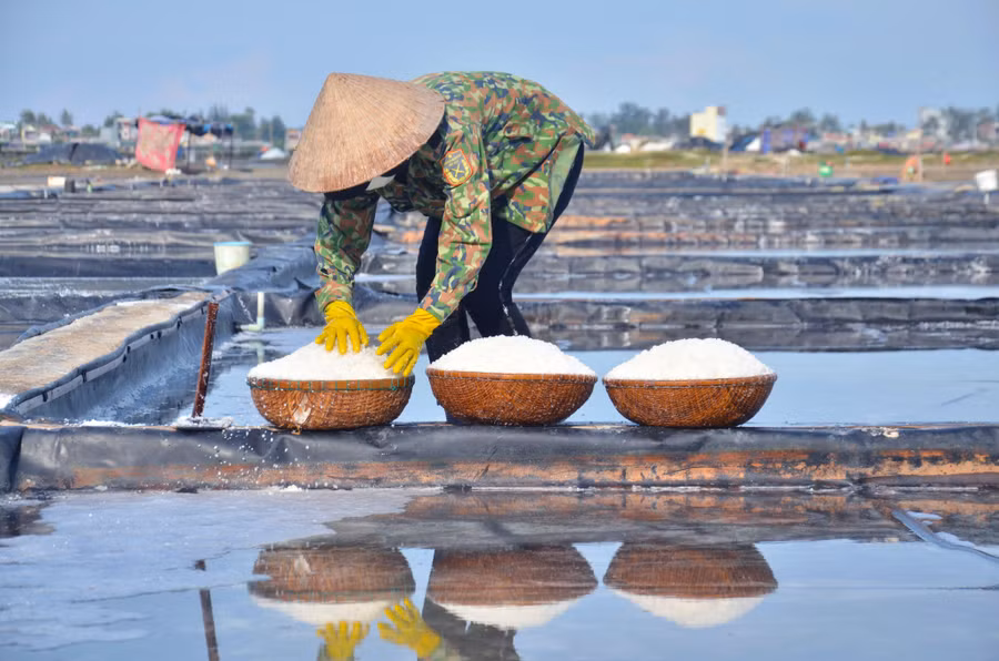 Bà Lê Thị Tên ngụ phường Phổ Thạnh, thị xã Đức Phổ chia sẻ thêm, những tháng qua thời tiết mưa thất thường khiến năng suất muối bị giảm, nhà bà có hơn 2 sào muối nhưng từ đầu tháng 6 đến nay mới chỉ thu được 5 đợt, mỗi đợt nhanh nhất phải mất 2 ngày nắng gắt mới có muối.