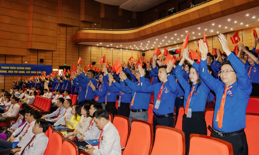 Các đại biểu tham dự Đại hội đại biểu Đoàn TNCS HCM tỉnh Quảng Bình khóa XVI nhiệm kỳ 2022-2027. Ảnh: B.C.